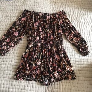 Floral off the shoulder romper shorts